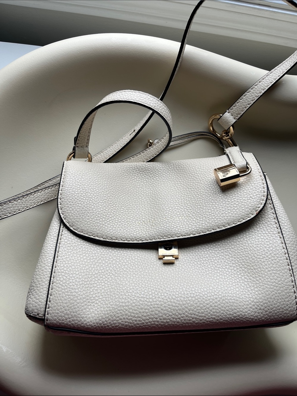 Marc Jacobs Cream Pebbled Leather Crossbody with Gold Hardware